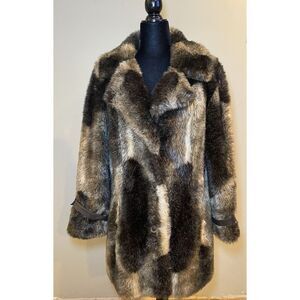 Vintage HILLMOOR NEW YORK SIZE Large WOMENS-FAUX FUR Coat Jacket Mid Century